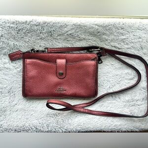 Coach Noa Pop Up Messenger Metallic Maroon